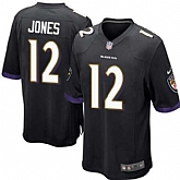 Nike Men & Women & Youth Ravens #12 Jones Black Team Color Game Jersey,baseball caps,new era cap wholesale,wholesale hats